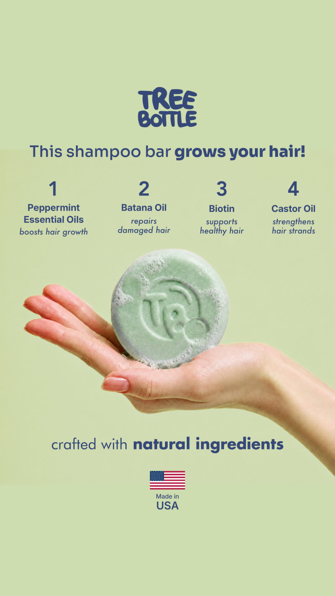 Tree Bottle USA shampoo bar hair growth ad